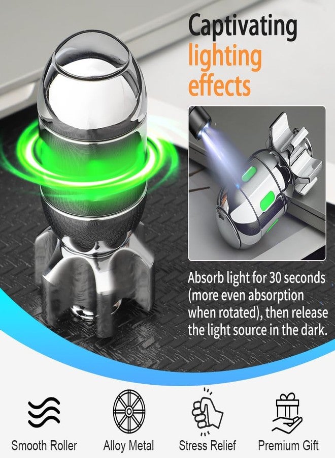 Amarlozn Atomic Bomb Fidget Spinner Toy, Glow in The Dark Desk Toy Decor, Metal EDC Fingertip Gyro, Stress Relief Gadget for Office Classroom, Novelty Gifts for Adults Dad Teens Men (with Carrying Case) - Image 3